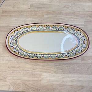 Bobby Flay Mediterranean Floral Stoneware Oval Serving Platter Multicolor 16in